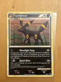 Pokemon Umbreon 10/90 HGSS Undaunted Non-Holo Rare LP - Image 1