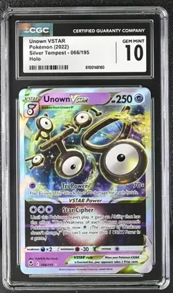 2022 Pokemon SWSH Silver Tempest Unown VSTAR 066/195 Ultra Rare CGC GEM MINT 10 - Image 1