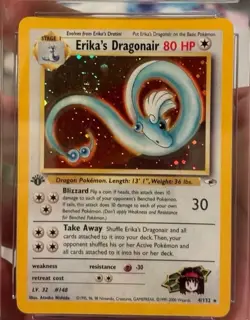 Erika’s Dragonair Holo Rare Gym Hero’s 1st Edition Swirl Cgc 9.5 vintage pokemon - Image 1