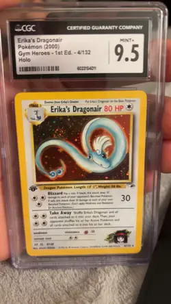 Erika’s Dragonair Holo Rare Gym Hero’s 1st Edition Swirl Cgc 9.5 vintage pokemon - Image 2