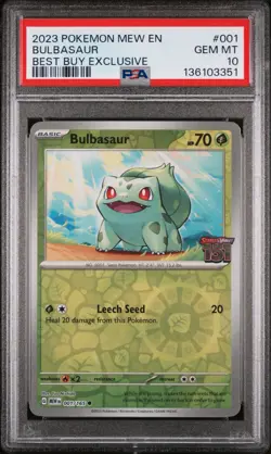 2023 POKEMON MEW EN-151 BEST BUY EXCLUSIVE #001 BULBASAUR PSA 10 - Image 1