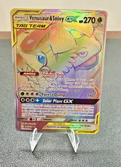 Venusaur & Snivy GX (Secret Rare) 249/236 Sm-Cosmic Eclipse Holo Pokemon - Image 1