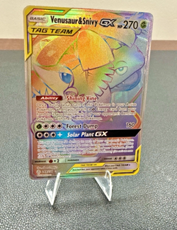 Venusaur & Snivy GX (Secret Rare) 249/236 Sm-Cosmic Eclipse Holo Pokemon - Image 2