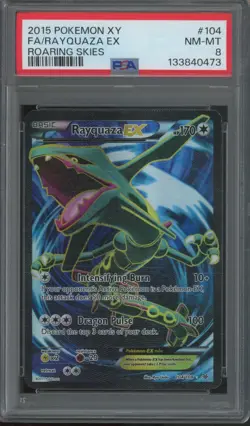 2015 Pokemon XY Roaring Skies Full Art #104 Rayquaza EX PSA 8 - Image 1