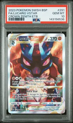2023 POKEMON SWSH BLACK STAR PROMO #291 FULL ART/LUCARIO VSTAR PSA 10 - Image 1