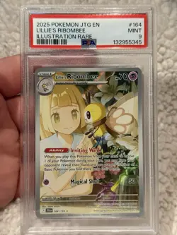 PSA 9 Lillie’s Ribombee 164/159 Illustration Rare Journey Together Pokemon 2025 - Image 1