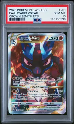 2023 POKEMON SWSH BLACK STAR PROMO #291 FULL ART/LUCARIO VSTAR PSA 10 - Image 1