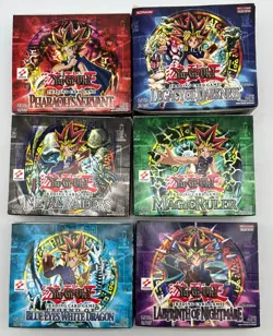 Lot of (6) Yu-Gi-Oh! TCG EMPTY Display Boxes (5) 1st Edition (1) Regular - Image 1