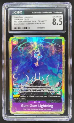 2025 ONE PIECE CCG GUM-GUM LIGHTNING ALT ART OP09-077 CGC 8.5 A PT - Image 1