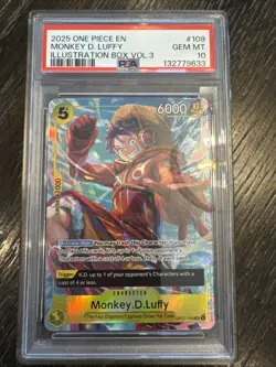 2025 ONE PIECE PROMOS ILLUSTRATION BOX VOL.3 #109 MONKEY D. LUFFY PSA 10 - Image 1
