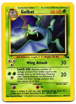 Golbat 34/62 - Fossil Uncommon Pokemon TCG - HP Card - Image 1
