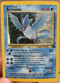 Pokemon TCG Articuno Fossil Holo Unlimited Rare Card 2/62 LP Condition - Image 1