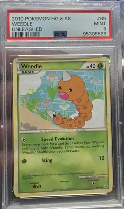 Pokemon Weedle Unleashed 69/95 Regular PSA 9 Common English TCG Card Stock card - Image 1