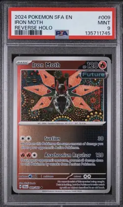 2024 Pokemon Shrouded Fable #009 Iron Moth Reverse Holo PSA 9 - Image 1