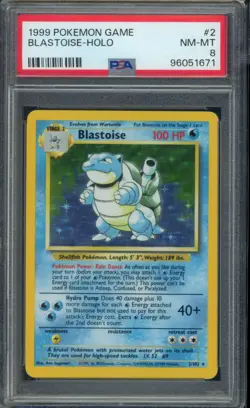 1999 POKEMON GAME #2 BLASTOISE-HOLO PSA 8 - Image 1