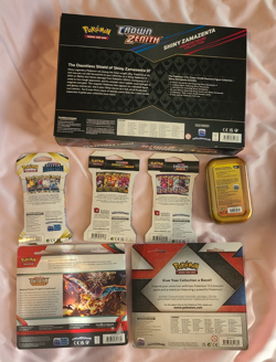 Pokemon Crown Zenith Shiny Zamazenta, Paldea Mini Tin, 3 B-Packs, 2Clamshell set - Image 2