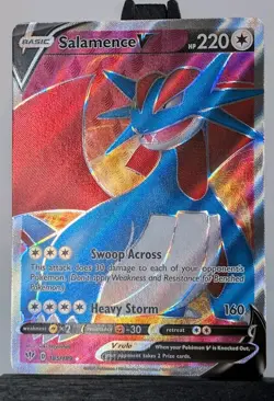 Pokemon TCG Salamence V 185/189 Textured Full Art Ultra Rare Holo Near Mint NM - Image 3