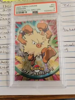 2000 Topps Chrome Pokemon TV Animation Edition 1 #57 PRIMEAPE -SPECTRA PSA - 9 - Image 1