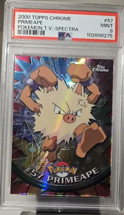 2000 Topps Chrome Pokemon TV Animation Edition 1 #57 PRIMEAPE -SPECTRA PSA - 9 - Image 2