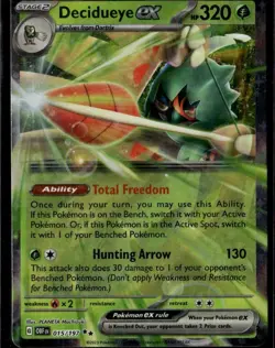 Decidueye ex Double Rare SV03: Obsidian Flames 015/197 Grass Holofoil Pokemon Ca - Image 1