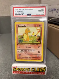 1999 Pokemon GERMAN 1st Edition Base Set Glumanda - Charmander 46/102 PSA 8 - Image 1