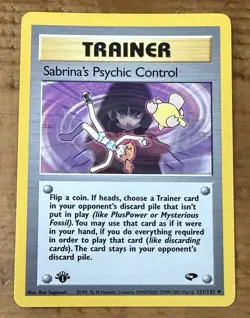 Pokemon TCG Trainer Sabrina’s Psychic Control #121/132 1st Edition Vintage 1999 - Image 1