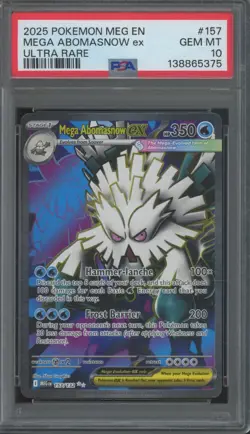2025 Pokemon MEG EN Ultra Rare #157 Mega Abomasnow ex Gem Mint PSA 10 - Image 1