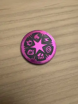 Pink Metallic Foil Energy Japanese Pokemon TCG Coin - Image 1