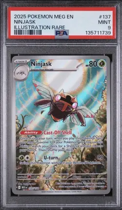 2025 Pokemon Mega Evolutions Illustration Rare Ninjask #137 PSA 9 - Image 1