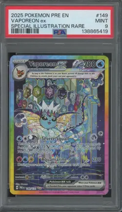 2025 Pokemon PRE EN Special Illustration Rare #149 Vaporeon ex Mint PSA 9 - Image 1