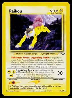 Raikou (22) 22/64 Neo Revelation Rare Pokemon Played - Image 1
