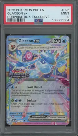 2025 Pokemon PRE EN Surprise Box Exclusive #026 Glaceon ex Mint PSA 9 - Image 1