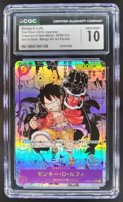 2024 ONE PIECE CCG JPN MONKEY D. LUFFY SECRET RARE MANGA ALT ART CGC 10 A PT - Image 1