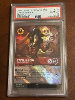 Captain Hook Enchanted EN 3 #214 PSA 10 Gem Mint 2024 Disney Lorcana - Image 1