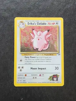 Erika's Clefable - 3/132 - Pokemon Gym Heroes Unlimited Holo Rare Card WOTC - Image 1