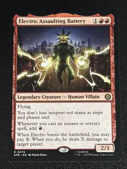 MTG Universes Beyond: Spider-man Electro, Assaulting Battery 0076 NM Rare - Image 1