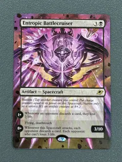 Entropic Battlecruiser MTG Edge of Eternities Hand Painted Extended Altered Art - Image 1