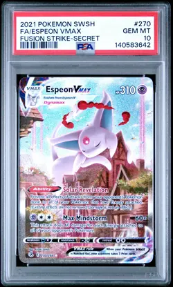 2021 POKEMON SWORD & SHIELD FUSION STRIKE SECRET FULL ART/ESPEON VMAX PSA 10 - Image 1