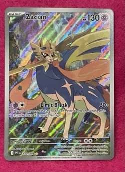 ⭐Zacian 100/094 ⭐Full Art Phantasmal Flames Holo Pokemon - Image 1