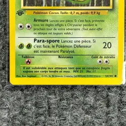 Vintage Pokemon Base Set Chrysacier 54/102 French Metapod NM - Image 4