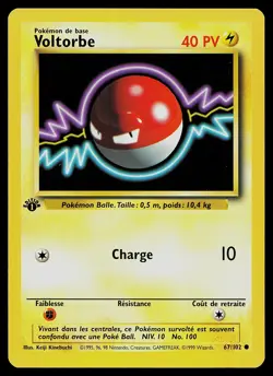 Pokemon Card - Voltorb FRENCH Base Set 067/102 Common 1st Edition - Image 1