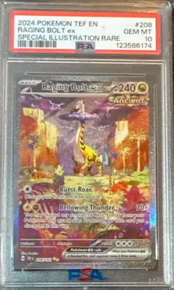 Pokemon TCG Raging Bolt EX Scarlet & Violet Temporal Forces 196/162 PSA 10 - Image 1