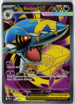 Mega Sharpedo ex Ultra Rare ME02: Phantasmal Flames 113/094 NM Holofoil Pokemon - Image 1