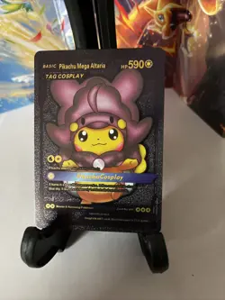 Pokemon Pikachu Mega Altaria Tag Cosplay Black Foil 🔥Fan Art 🔥 N/M - Image 4