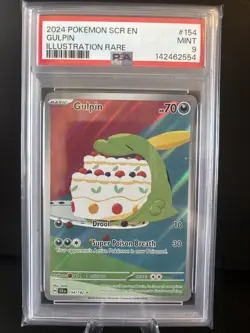 PSA 9 MINT Pokemon Stellar Crown Gulpin Illustration Rare #154/142 - Image 1