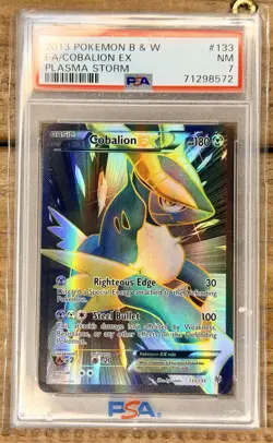 2013 Pokemon Cobalion EX (133 Full Art) 133/135 Plasma Storm Holo PSA 7 - Image 1