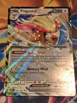 Pidgeot EX 164/197 SV Obsidian Flames Double Rare Holo Pokemon Card Light Play - Image 1