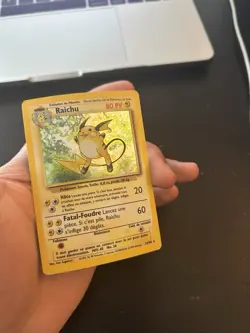 Pokemon Raichu FRENCH Base Set Holo Rare 14/102 80 HP Thunder 1999 TCG - Image 1