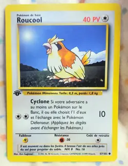 Pokemon FRENCH 1st Edition ROUCOOL 57/102 Common 1999 NM - Image 1