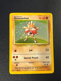 Pokemon Base Set Unlimited Hitmonchan 7/102 Holo Rare NM-LP - Image 1